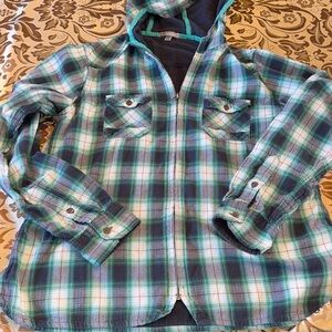 Horny Toad boutique Plaid Zipper Top size XL